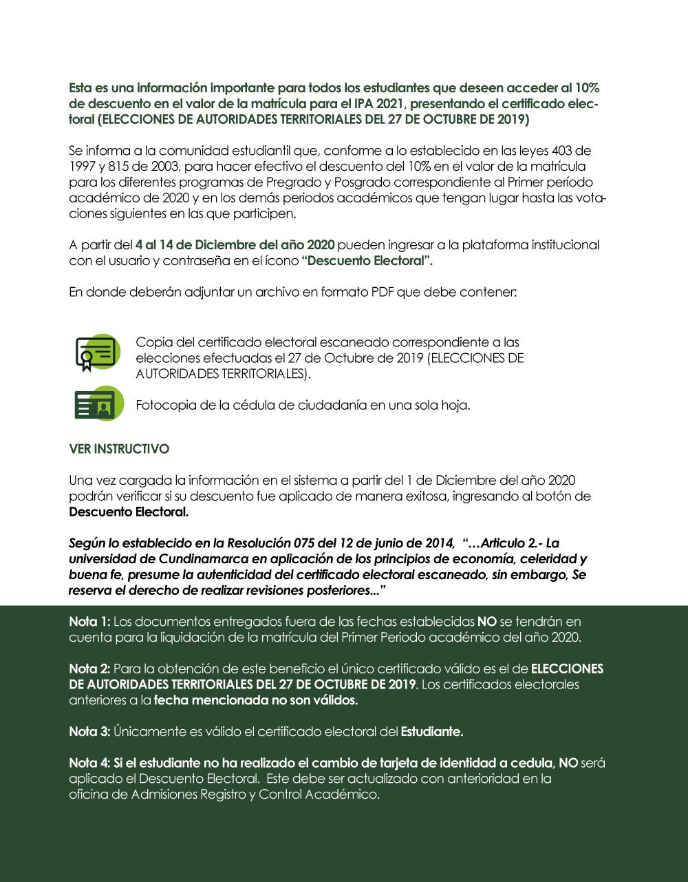 10% de descuento en el valor de la matrícula para el IPA 2021