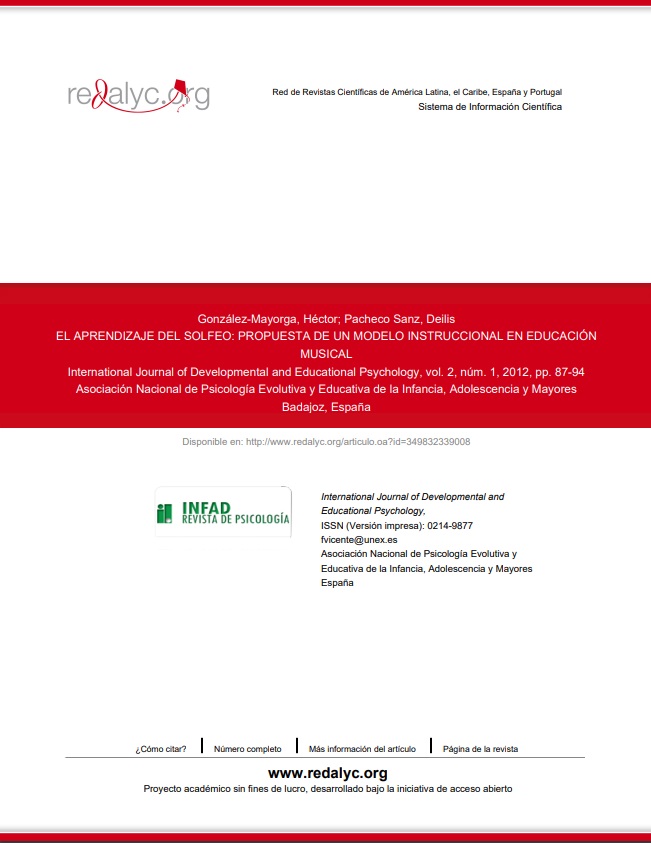 El Aprendizaje Del Solfeo:Propuesta De Un Modelo Institucional Musical |González Mayorga Hector, Pachecho Deilis| 2012|Fuente:International Journal Of Developmental And Educational Psychology