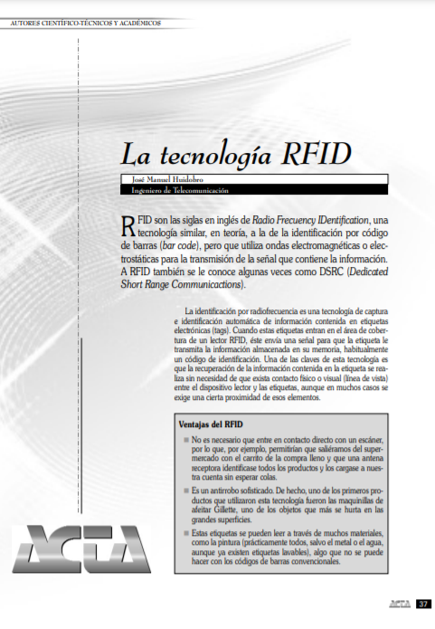 Tecnología Rfid | José Manuelhuidobro |Fuente: Acta.Es