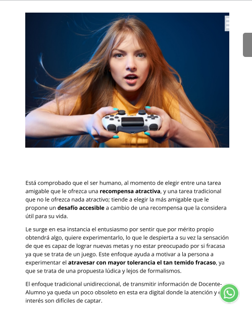 ¿Qué Es La Gamificación Y Cuál Es Su Uso En E-Learning?| 2020| Fuente: Página Educativa