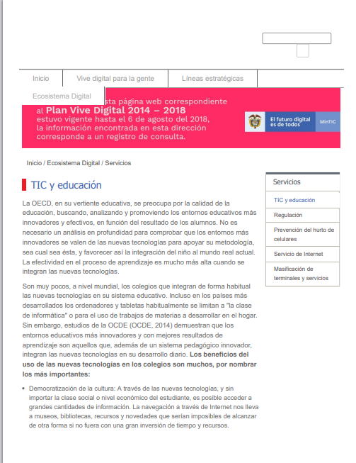 Tic Y Educación| 2018 | Fuente: Ministerio De Educación
