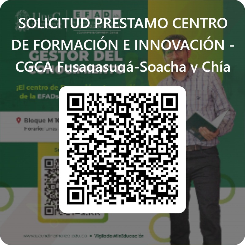 Código QR para solicitar el préstamo del Centro de Formación e Innovación en Fusagasugá, Soacha y Chía