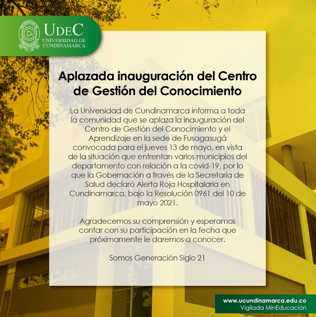Opening of the Knowledge Management Center postponed