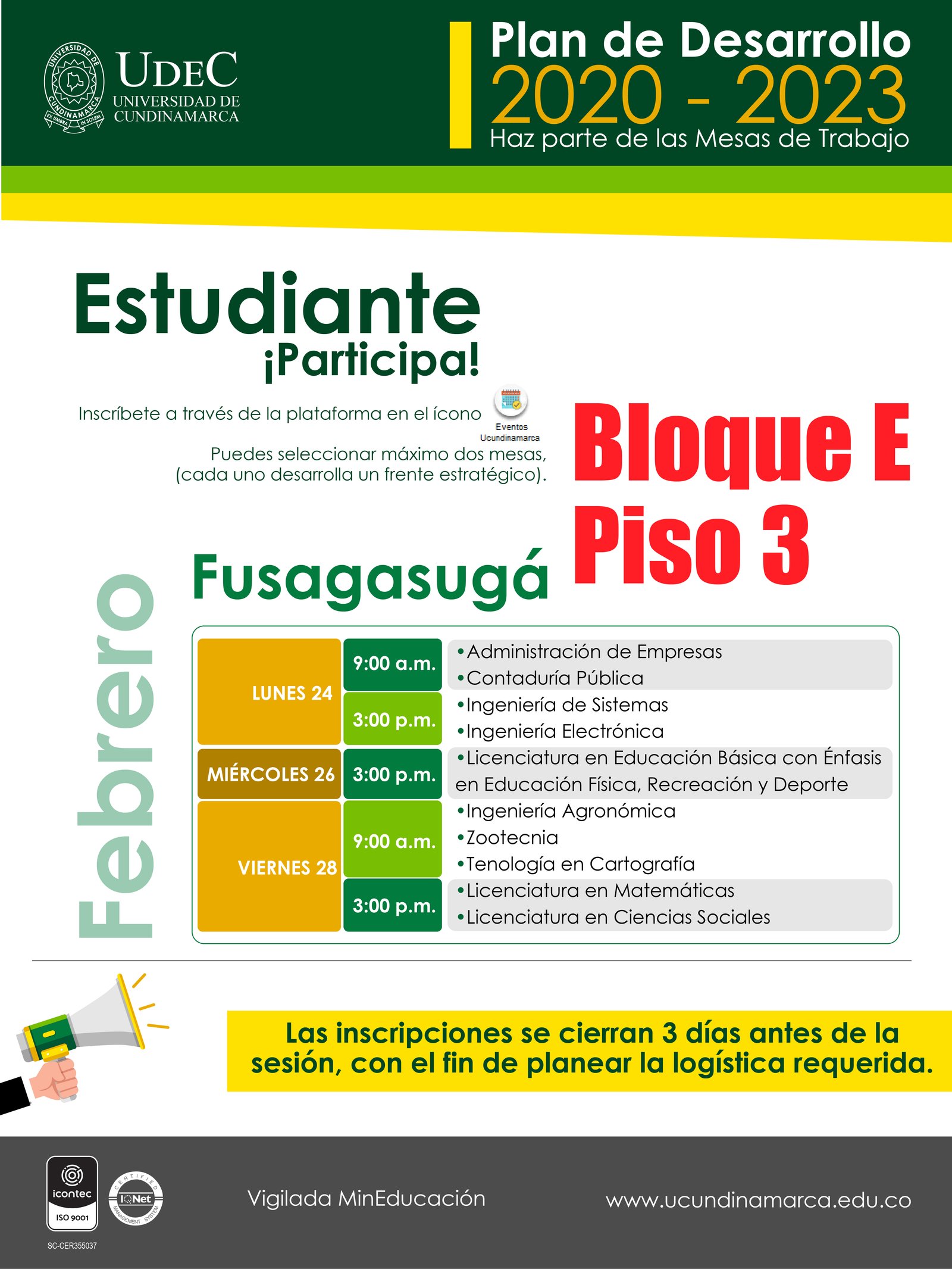 Attention, students of Fusagasugá