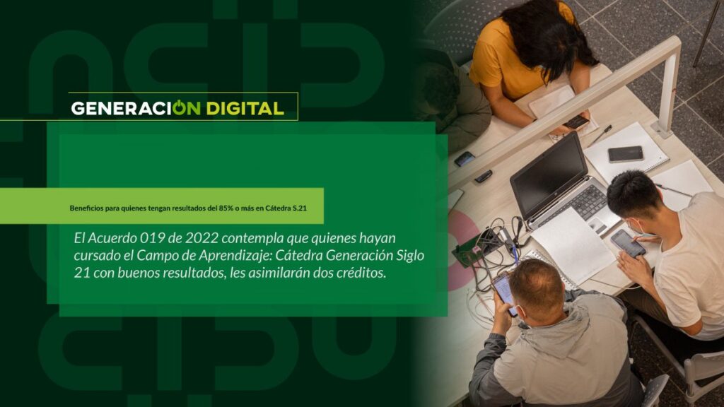 Beneficios para quienes tengan resultados del 85% o más en Cátedra S.21
