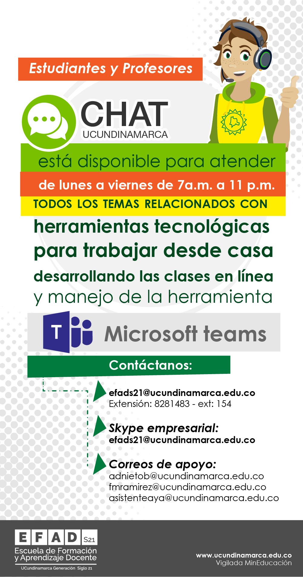 Chat virtual disponible desde las 7:00 AM hasta las 11:00 PM