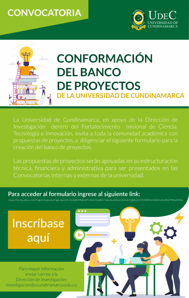 CONFORMACIÓN BANCO DE PROYECTOS DE LA UNIVERSIDAD DE CUNDINAMARCA