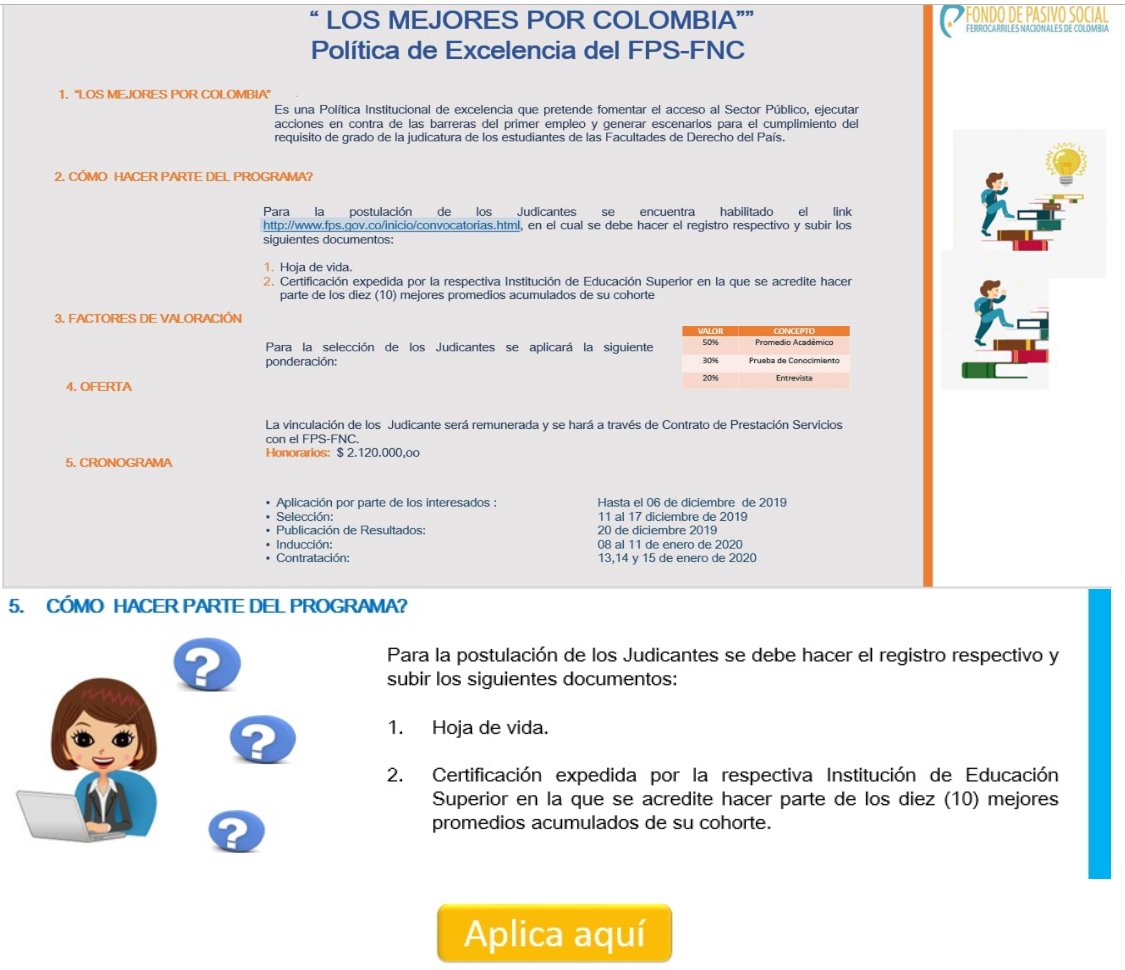 Convocatoria "Los mejores por Colombia" (Judicaturas) Convocatoria "Los mejores por Colombia" (Judicaturas)
