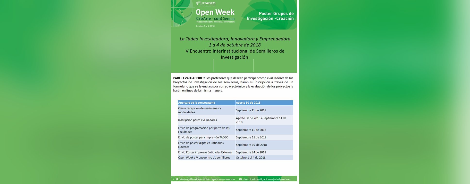 Convocatoria Open Week y V encuentro de semilleros