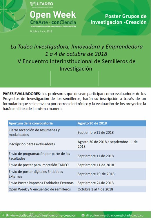 Convocatoria Open Week y V encuentro de semilleros Convocatoria Open Week y V encuentro de semilleros