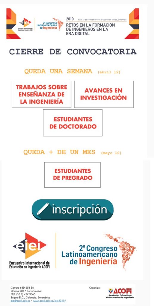 EIEI ACOFI 2019 - CIERRE DE CONVOCATORIA