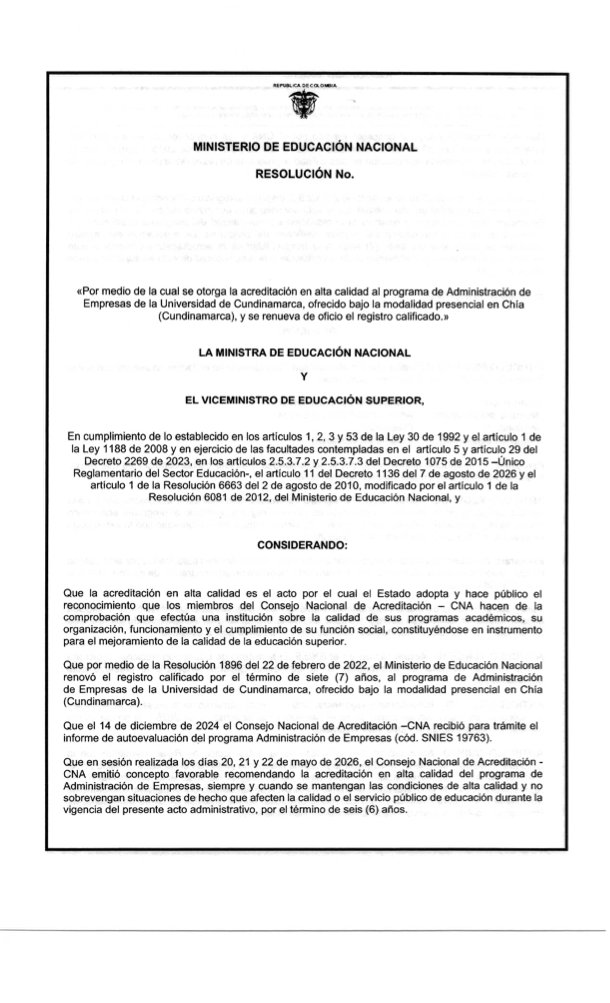 ¡Gran logro! Administración de Empresas Chía, Acreditada en Alta Calidad — imagen 1 de 3