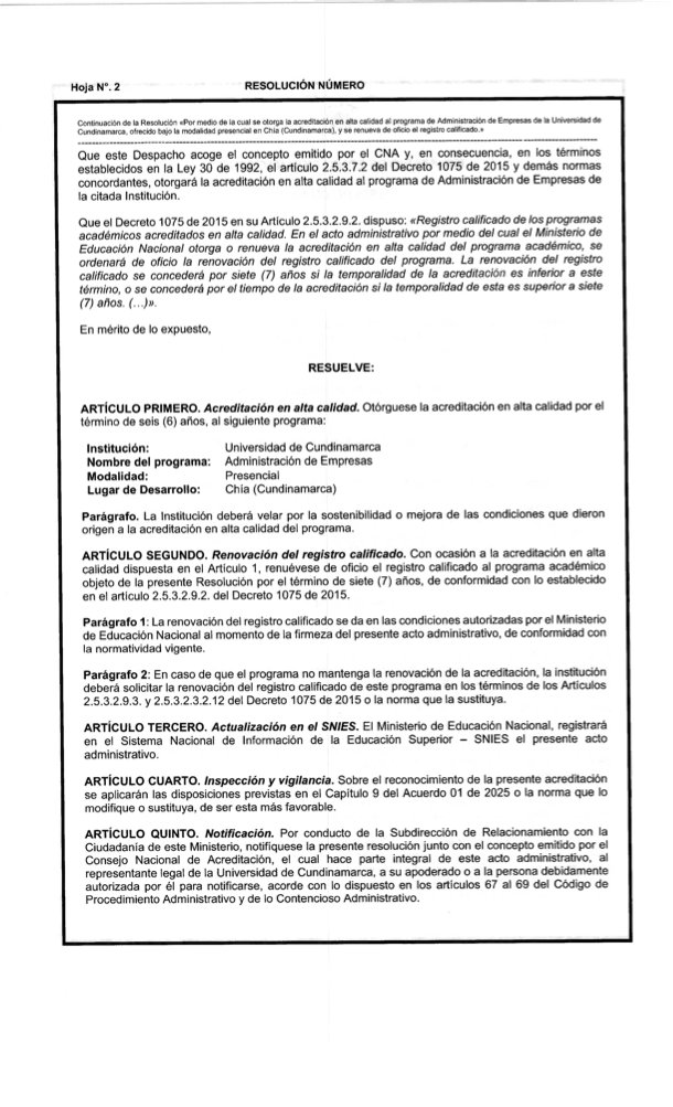 ¡Gran logro! Administración de Empresas Chía, Acreditada en Alta Calidad — imagen 2 de 3