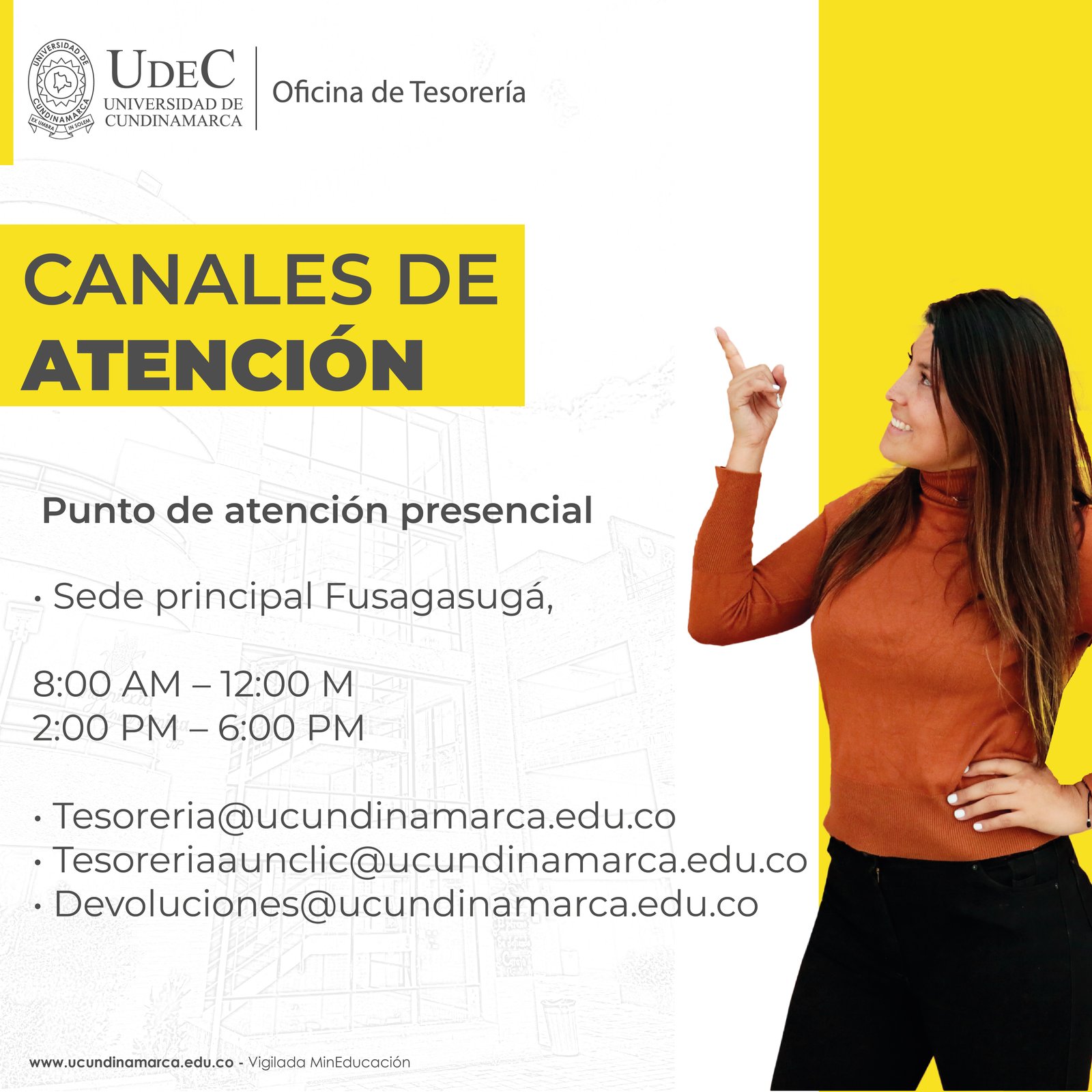 Canales de atención oficina de Tesorería