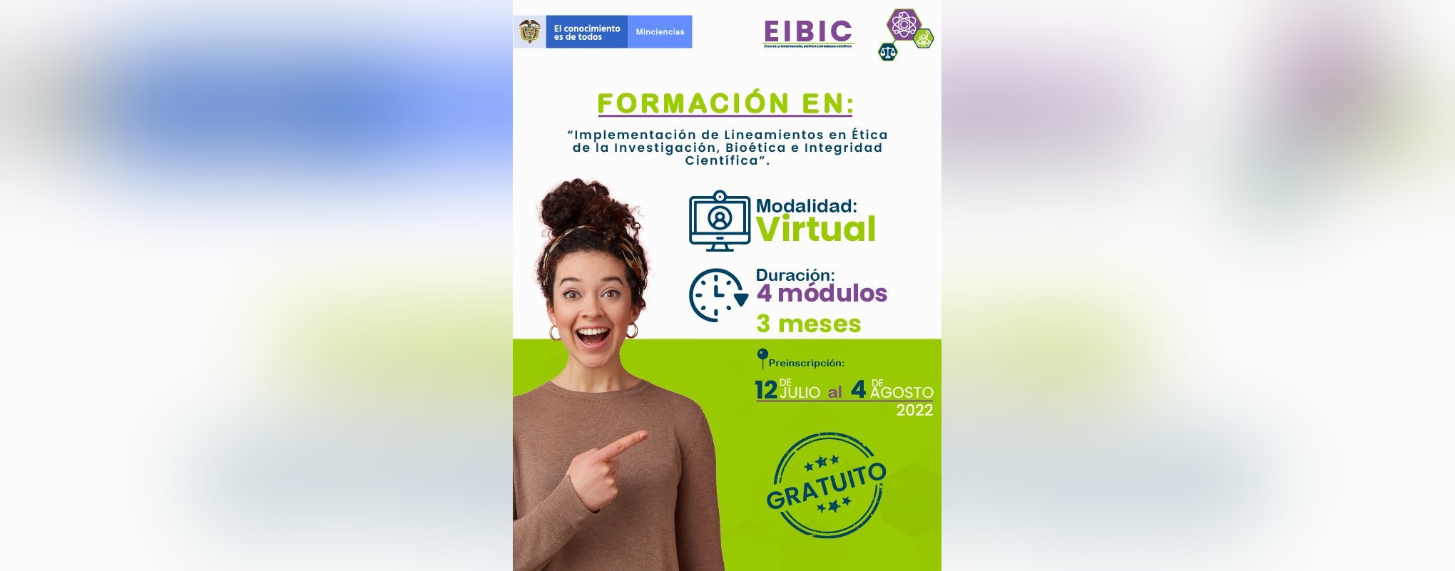Minciencias invitation to training in the Implementation of Guidelines on Research Ethics, Bioethics and Scientific Integrity - Pre-registration — image 1 of 2