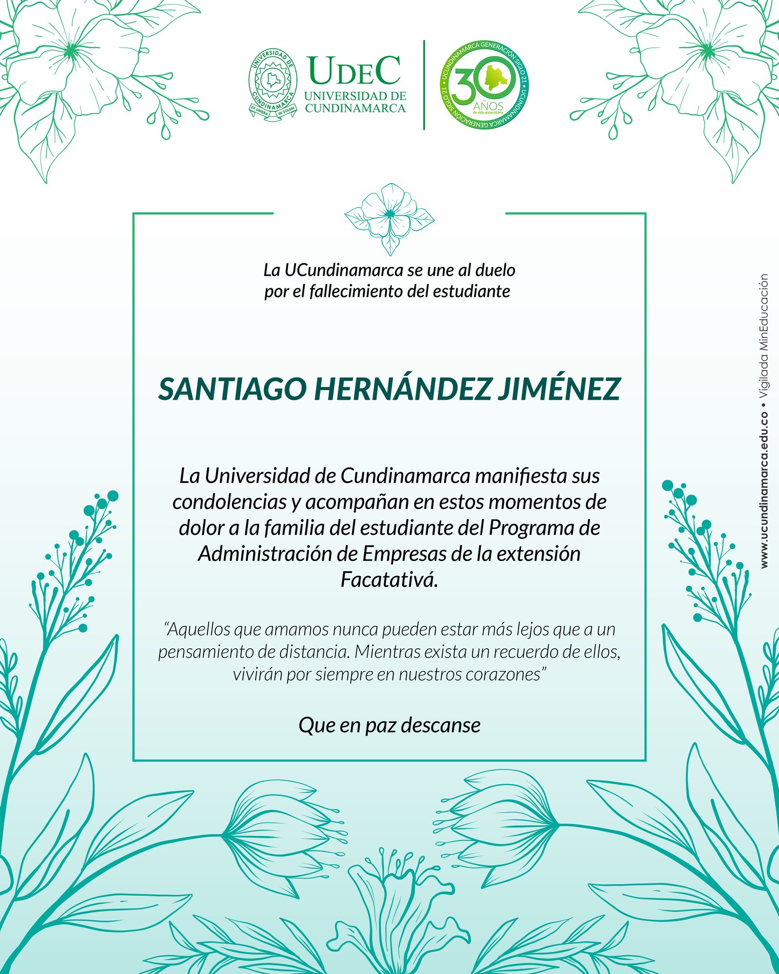 Lamentamos el fallecimiento de estudiante — imagen 2 de 2