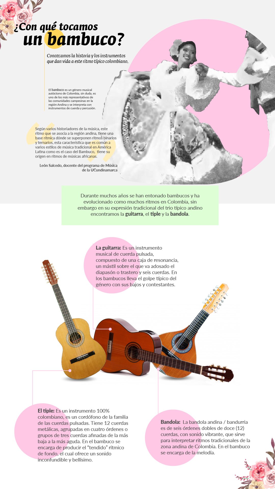 The instruments of the bambuco