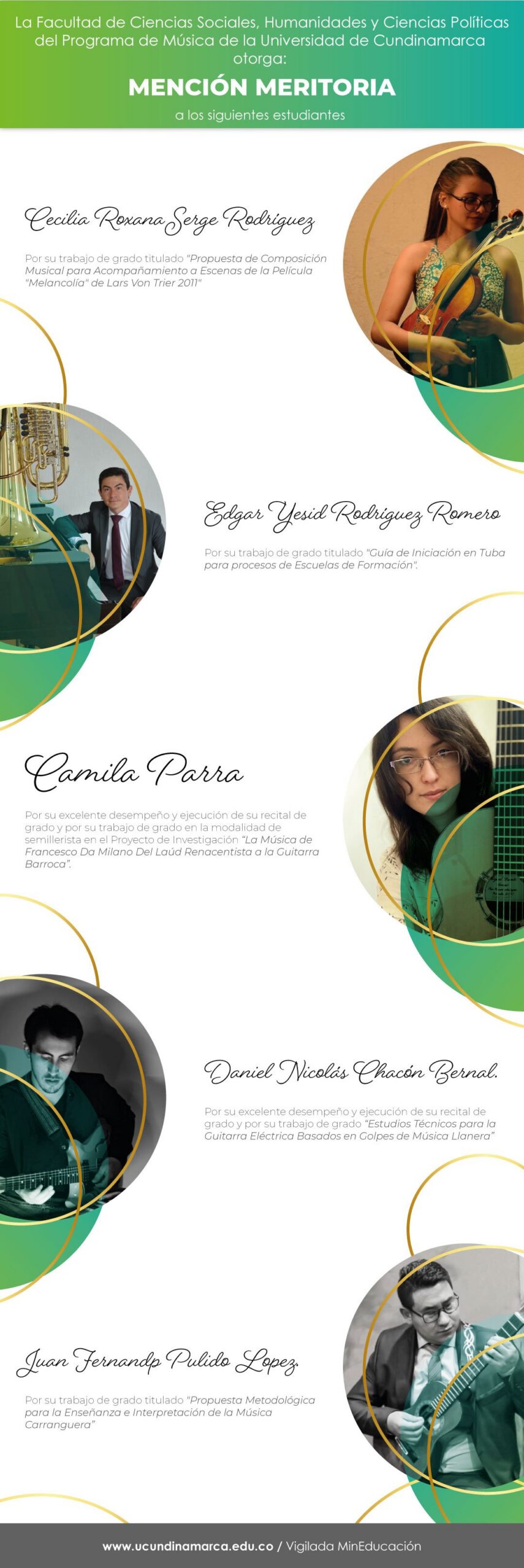 Mención meritoria a graduandos del programa de Música Mención meritoria a graduandos del programa de Música