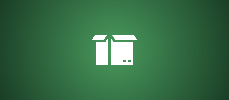 Icono de solicitud de elementos e insumos: caja abierta sobre fondo verde