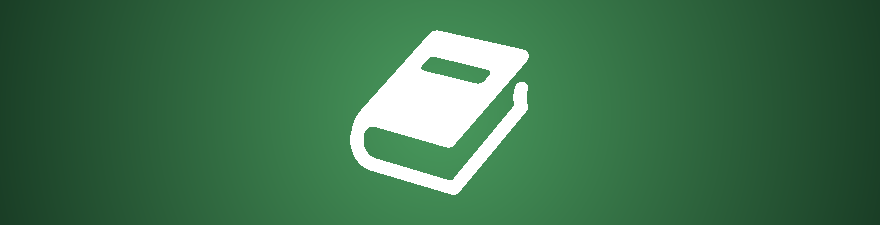 Icono de adquisición de material bibliográfico: libro cerrado sobre fondo verde