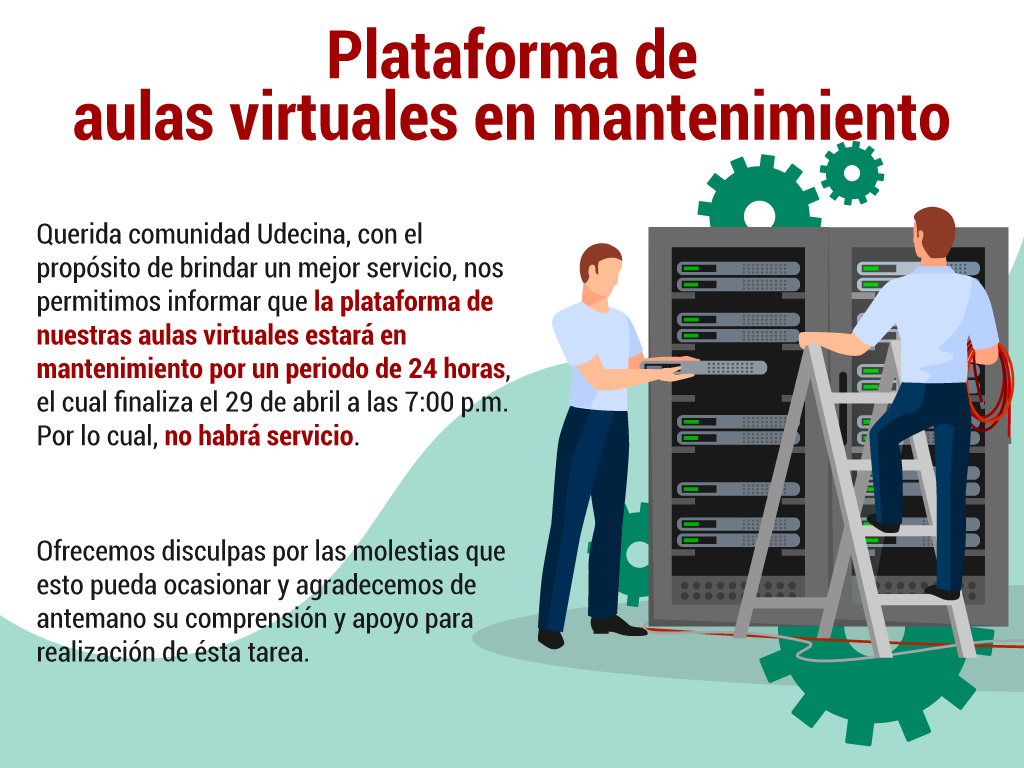 Plataforma de aulas virtuales en mantenimiento