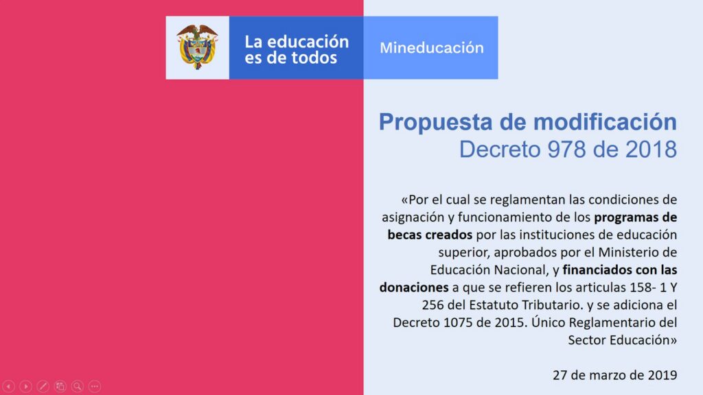 Propuesta de modificación Decreto 978 de 2018 - Programas de becas creados por las IES y financiados con donaciones