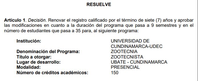 Renovación registro calificado al programa de Zootecnia - Ubaté